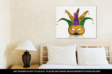 Load image into Gallery viewer, Gallery Wrapped Canvas, Gold Purple And Green Mardi Gra Mask