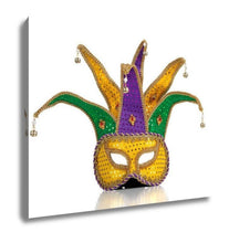 Load image into Gallery viewer, Gallery Wrapped Canvas, Gold Purple And Green Mardi Gra Mask