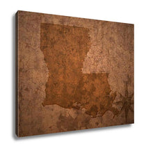 Load image into Gallery viewer, Gallery Wrapped Canvas, Louisiana State Map On A Old Vintage Crack Paper