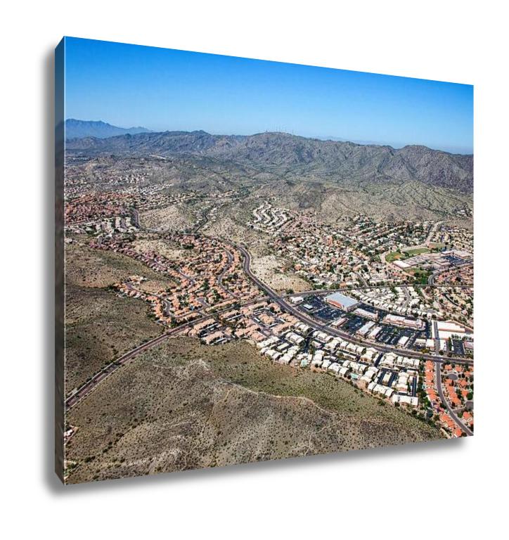 Gallery Wrapped Canvas, Aerial View Of South Mountain From Over Ahwatukee Looking To The West
