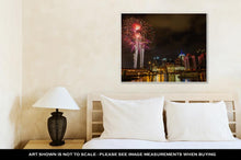 Load image into Gallery viewer, Gallery Wrapped Canvas, Pittsburgh Pa River View Skyline At Night With Colorful Firework