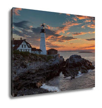 Load image into Gallery viewer, Gallery Wrapped Canvas, Portland Head Lighthouse At Sunrise In Cape Elizabeth Maine USA
