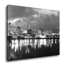 Load image into Gallery viewer, Gallery Wrapped Canvas, Willamette River Waterfront Portland Oregon Downtown City Skyline