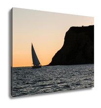 Load image into Gallery viewer, Gallery Wrapped Canvas, Sailboat Near The Point Loma Peninsula At Sunset In San Diego California