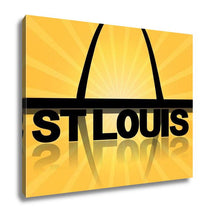 Load image into Gallery viewer, Gallery Wrapped Canvas, St Louis Gateway Arch Reflected With Sunburst Illustration