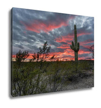 Load image into Gallery viewer, Gallery Wrapped Canvas, Saguaro Cacti Stand Against Setting Sun Near Tucson Arizona