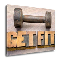 Load image into Gallery viewer, Gallery Wrapped Canvas, Get Fit Motivational Word Abstract In Vintage Letterpress Wood Type Printing
