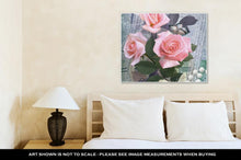 Load image into Gallery viewer, Gallery Wrapped Canvas, Postcard Flower Romantic Beautiful Congratulations Card Design With Roses