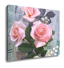 Load image into Gallery viewer, Gallery Wrapped Canvas, Postcard Flower Romantic Beautiful Congratulations Card Design With Roses