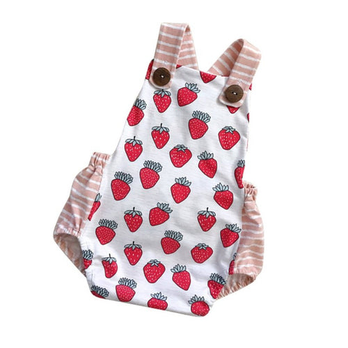 Cute Baby Girl Strawberry Print Romper Comfortable For Your Kids  To Dress Making Your Kids Lovely